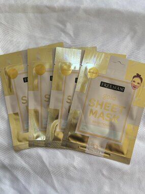 Freeman Gold T-zone Sheet Mask, Colloidal Gold, Brightening, Korean, 4 Pack